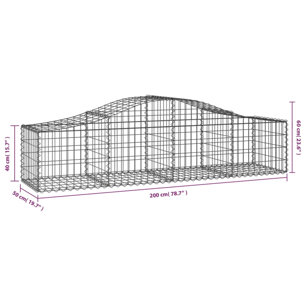 vidaXL Gabion Basket Arched Gabion Basket Planter for Flower Galvanized Iron-3