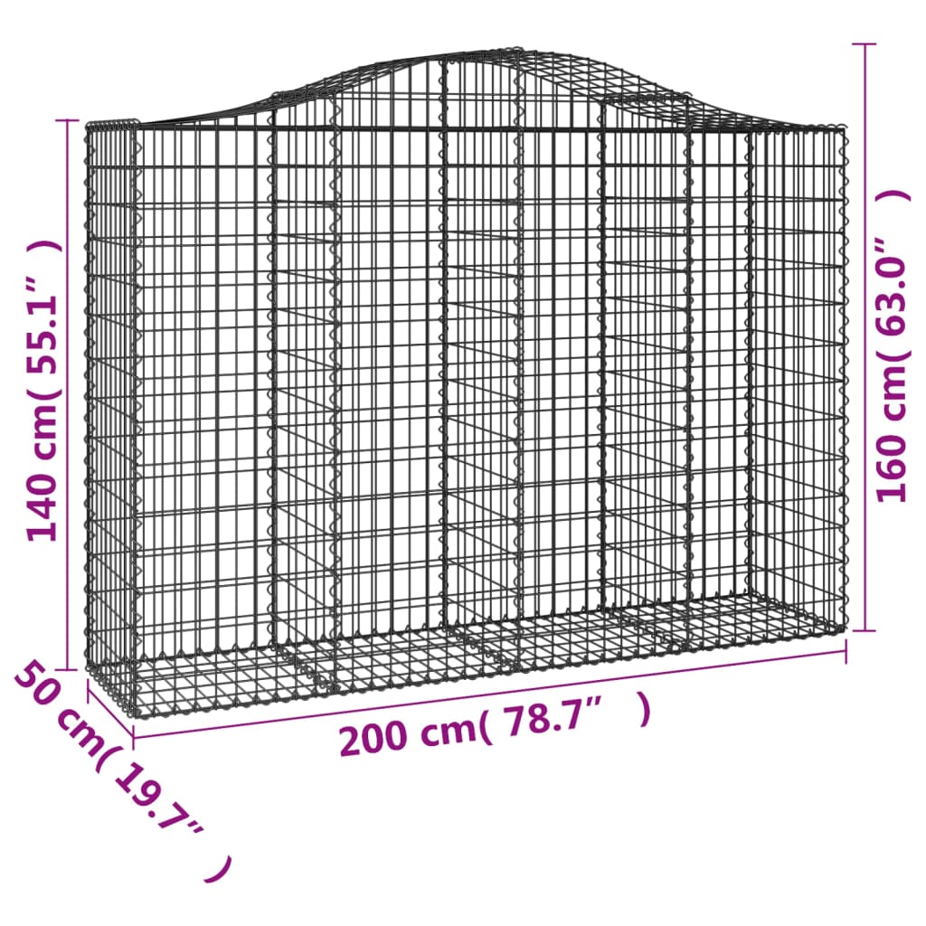 vidaXL Gabion Basket Arched Gabion Basket Planter for Flower Galvanized Iron-4