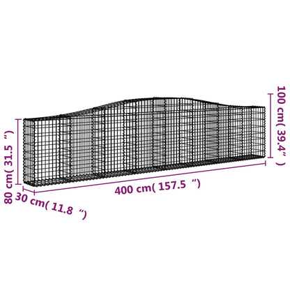 vidaXL Gabion Basket Arched Gabion Basket Planter for Flower Galvanized Iron-3