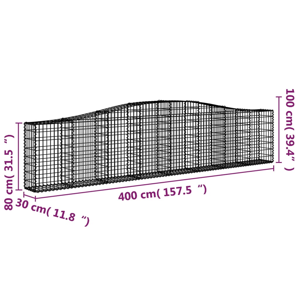 vidaXL Gabion Basket Arched Gabion Basket Planter for Flower Galvanized Iron-3