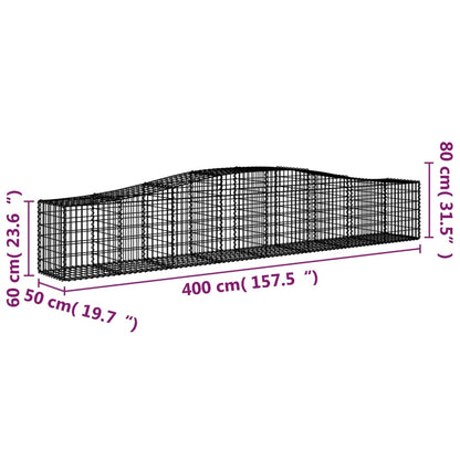 vidaXL Gabion Basket Arched Gabion Basket Planter for Flower Galvanized Iron-3