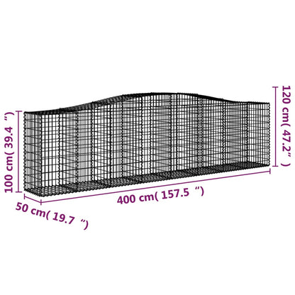 vidaXL Gabion Basket Arched Gabion Basket Planter for Flower Galvanized Iron-3