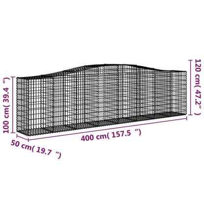 vidaXL Gabion Basket Arched Gabion Basket Planter for Flower Galvanized Iron-3