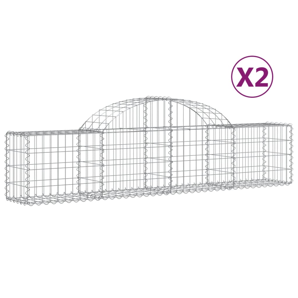 vidaXL Arched Gabion Baskets 2 pcs 78.7"x11.8"x15.7"/23.6" Galvanized Iron-3