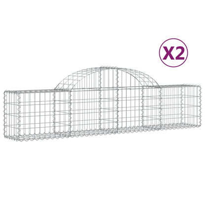 vidaXL Arched Gabion Baskets 2 pcs 78.7"x11.8"x15.7"/23.6" Galvanized Iron-3