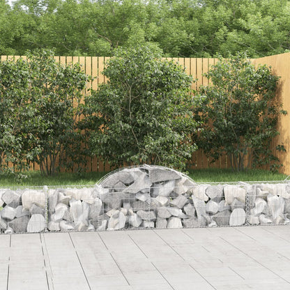 vidaXL Arched Gabion Baskets 2 pcs 78.7"x11.8"x15.7"/23.6" Galvanized Iron-0