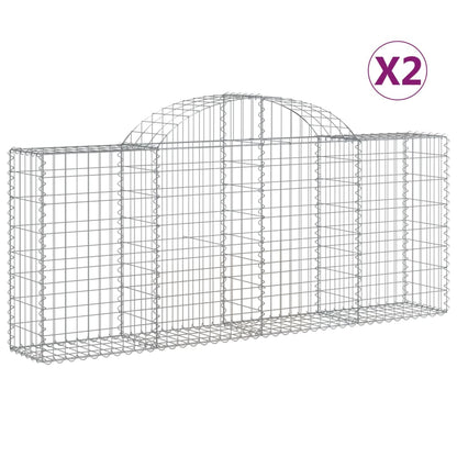 vidaXL Arched Gabion Baskets 2 pcs 78.7"x11.8"x31.5"/39.4" Galvanized Iron-3