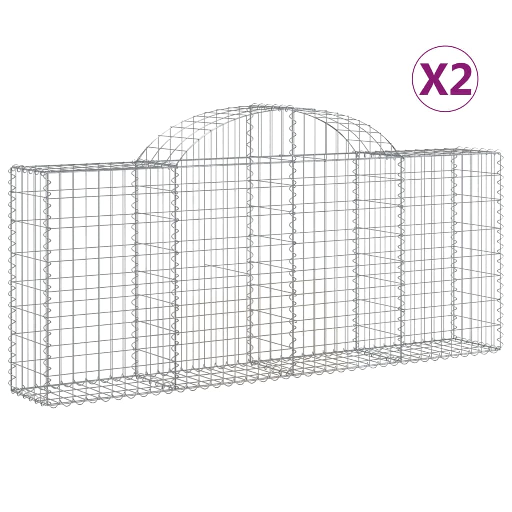 vidaXL Arched Gabion Baskets 2 pcs 78.7"x11.8"x31.5"/39.4" Galvanized Iron-3