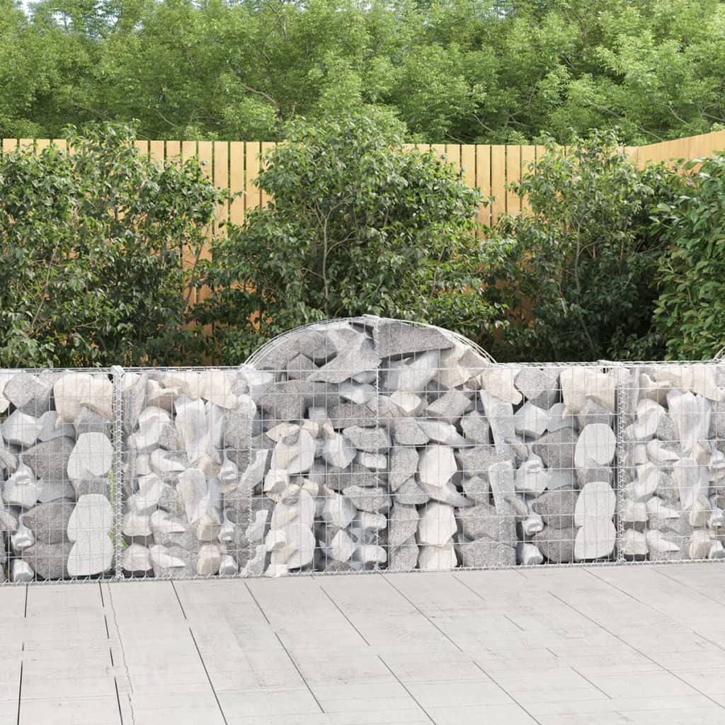 vidaXL Arched Gabion Baskets 2 pcs 78.7"x11.8"x31.5"/39.4" Galvanized Iron-0