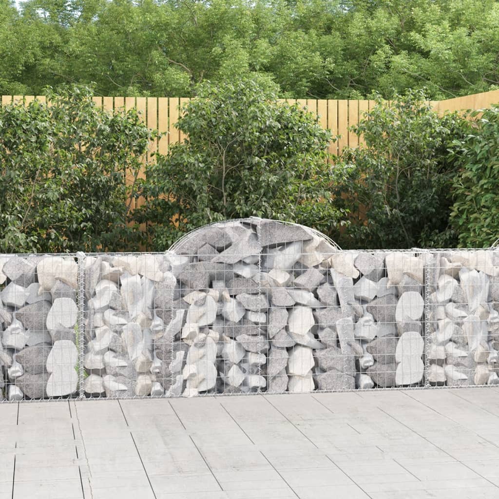 vidaXL Arched Gabion Baskets 3 pcs 78.7"x11.8"x31.5"/39.4" Galvanized Iron-2