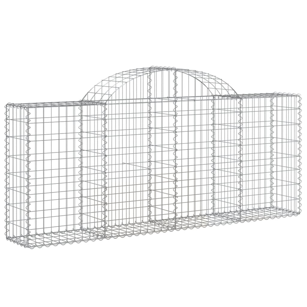 vidaXL Arched Gabion Baskets 8 pcs 78.7"x11.8"x31.5"/39.4" Galvanized Iron-0
