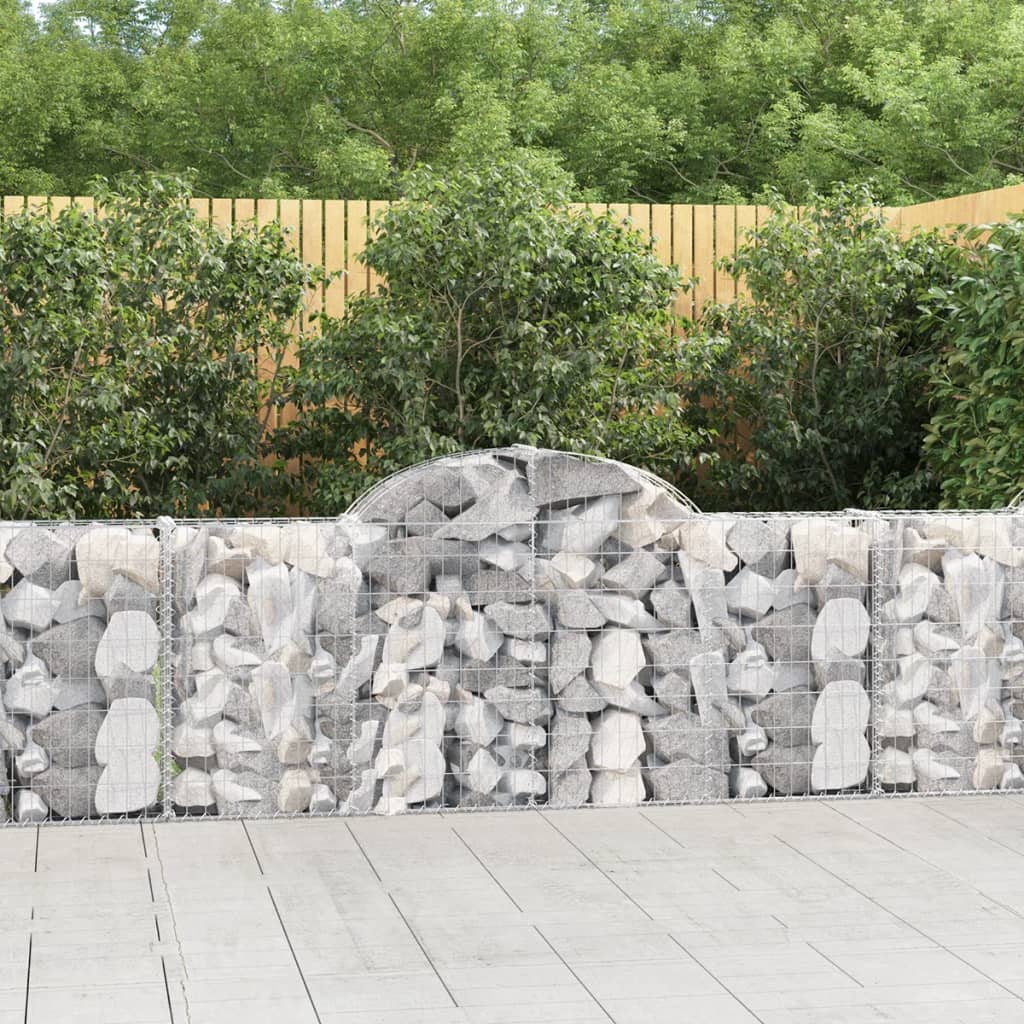 vidaXL Arched Gabion Baskets 8 pcs 78.7"x11.8"x31.5"/39.4" Galvanized Iron-2