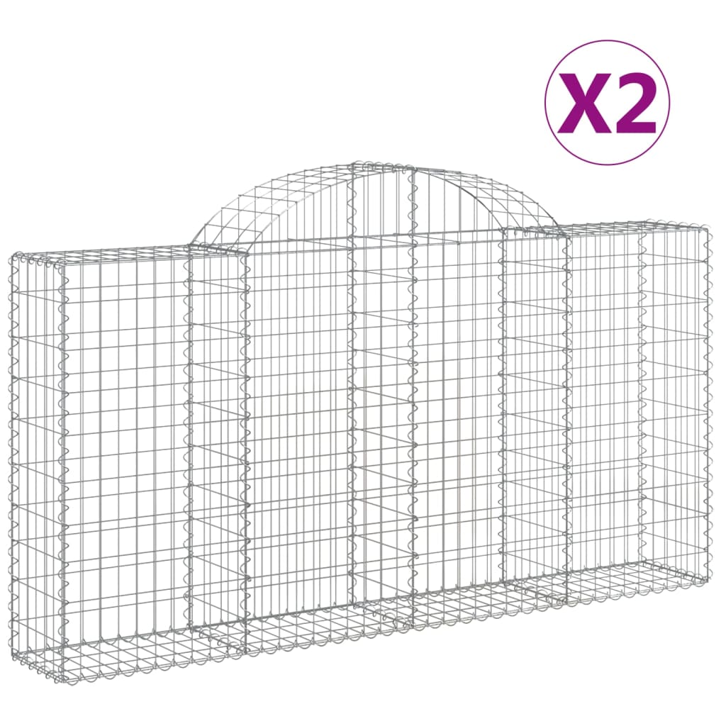 vidaXL Arched Gabion Baskets 2 pcs 78.7"x11.8"x39.4"/47.2" Galvanized Iron-3