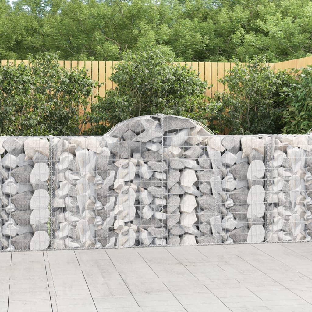 vidaXL Arched Gabion Baskets 2 pcs 78.7"x11.8"x39.4"/47.2" Galvanized Iron-0