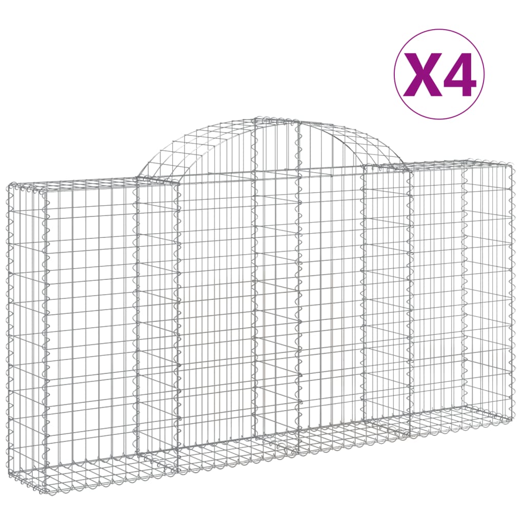 vidaXL Arched Gabion Baskets 4 pcs 78.7"x11.8"x39.4"/47.2" Galvanized Iron-3