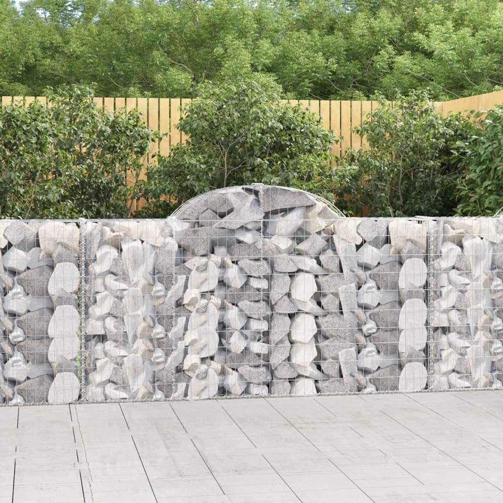 vidaXL Arched Gabion Baskets 4 pcs 78.7"x11.8"x39.4"/47.2" Galvanized Iron-0