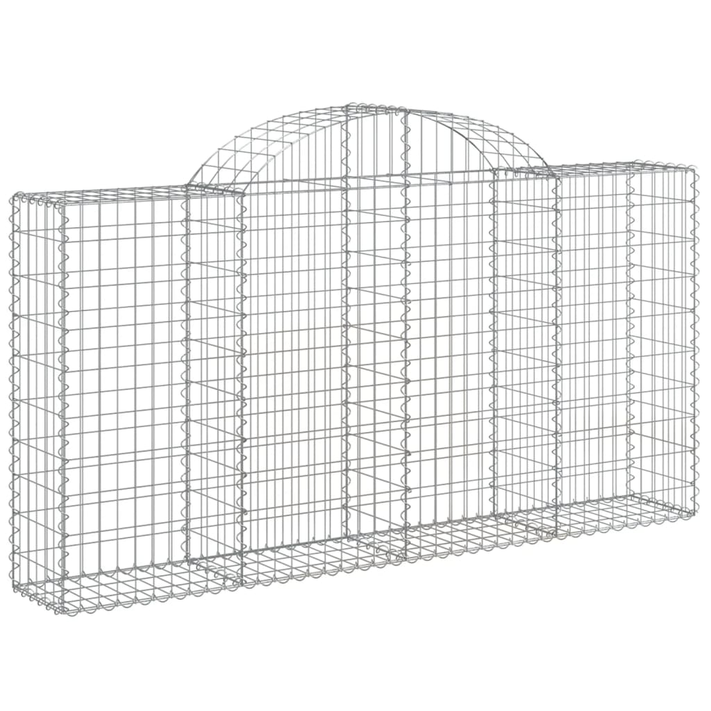 vidaXL Arched Gabion Baskets 8 pcs 78.7"x11.8"x39.4"/47.2" Galvanized Iron-0