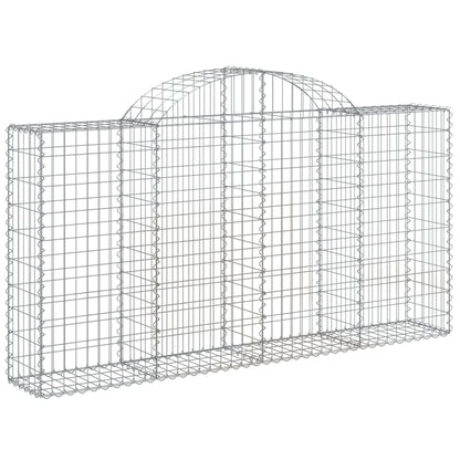 vidaXL Arched Gabion Baskets 9 pcs 78.7"x11.8"x39.4"/47.2" Galvanized Iron-0