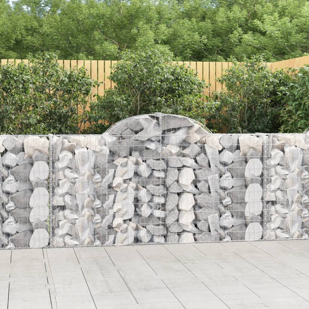 vidaXL Arched Gabion Baskets 9 pcs 78.7"x11.8"x39.4"/47.2" Galvanized Iron-2