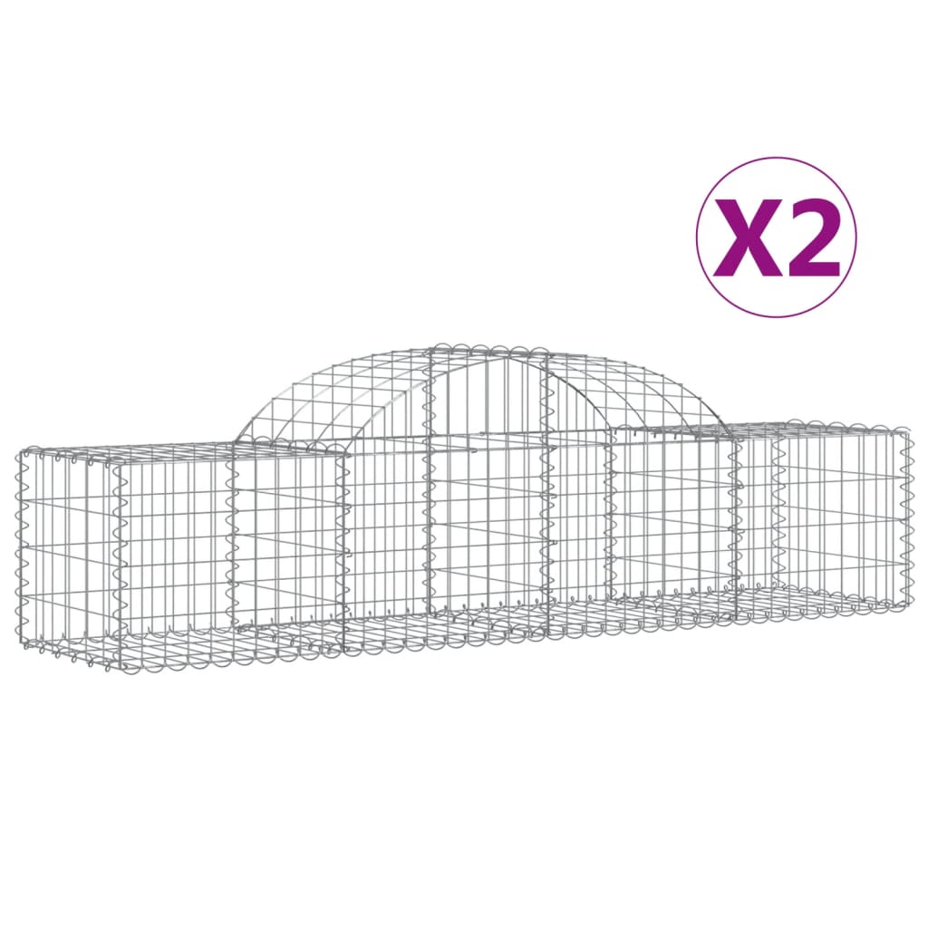 vidaXL Arched Gabion Baskets 2 pcs 78.7"x19.7"x15.7"/23.6" Galvanized Iron-3