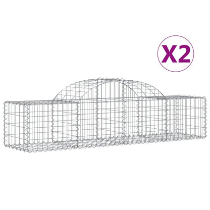 vidaXL Arched Gabion Baskets 2 pcs 78.7"x19.7"x15.7"/23.6" Galvanized Iron-3
