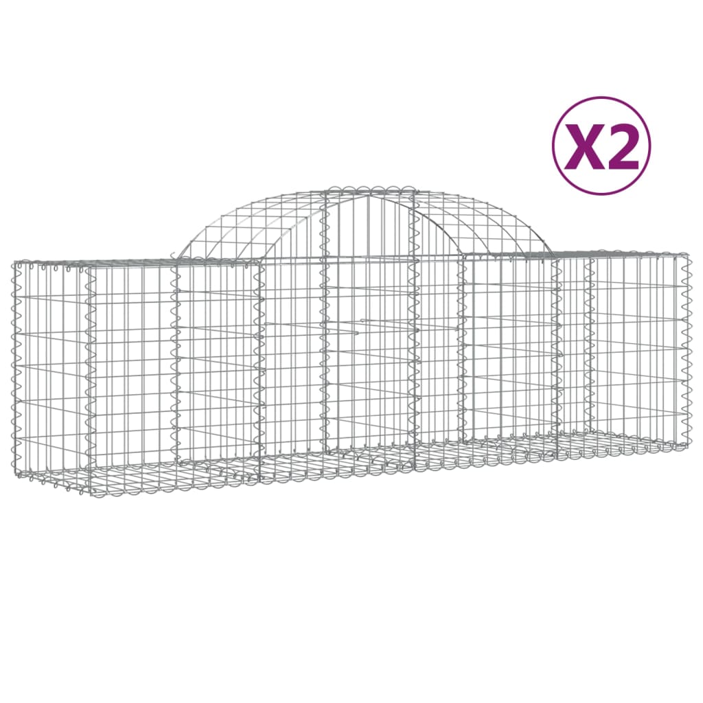 vidaXL Arched Gabion Baskets 2 pcs 78.7"x19.7"x23.6"/31.5" Galvanized Iron-3
