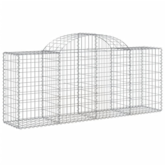 vidaXL Arched Gabion Baskets 7 pcs 78.7"x19.7"x31.5"/39.4" Galvanized Iron-0