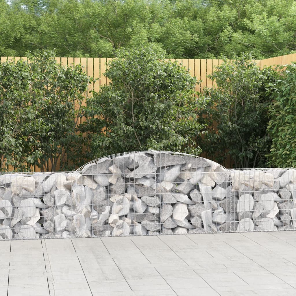 vidaXL Arched Gabion Baskets 3 pcs 118.1"x11.8"x23.6"/31.5" Galvanized Iron-2