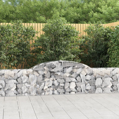 vidaXL Arched Gabion Baskets 3 pcs 118.1"x11.8"x23.6"/31.5" Galvanized Iron-2