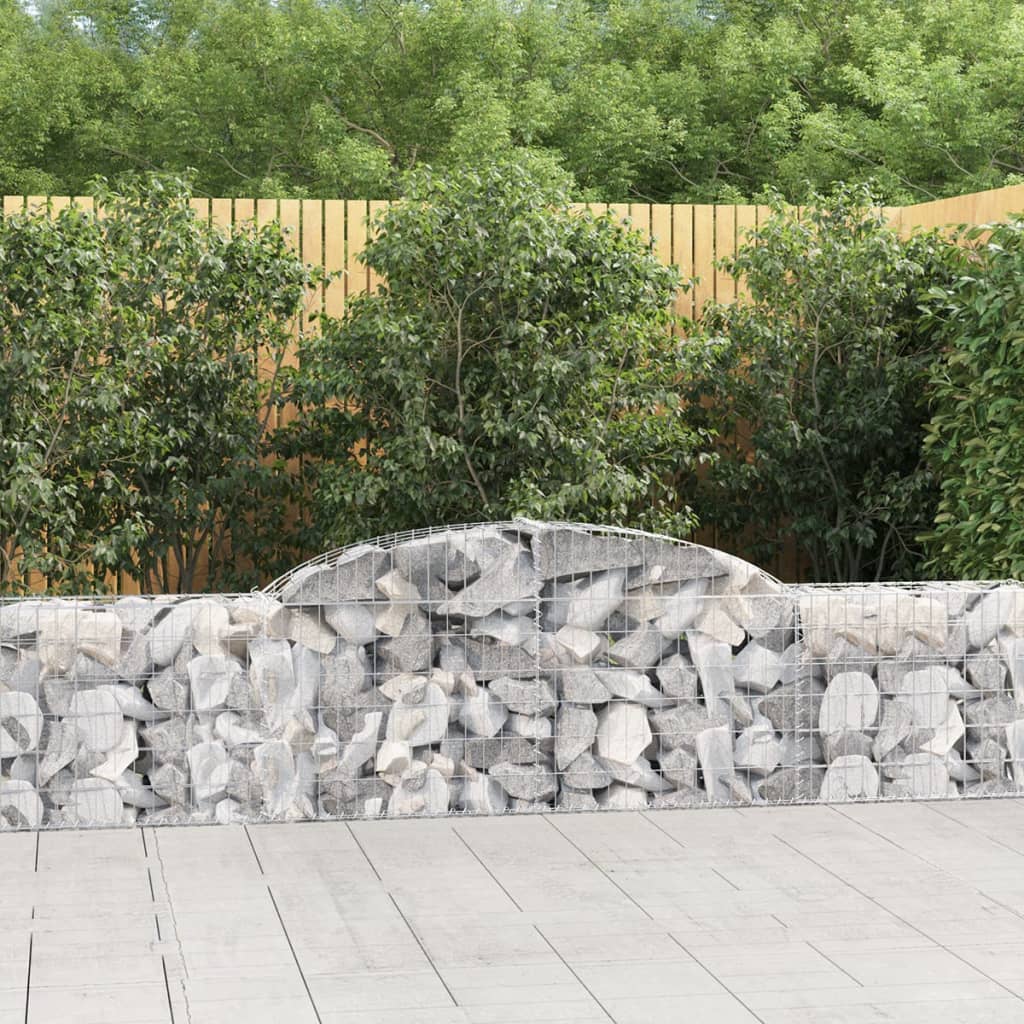 vidaXL Arched Gabion Baskets 5 pcs 118.1"x11.8"x23.6"/31.5" Galvanized Iron-2