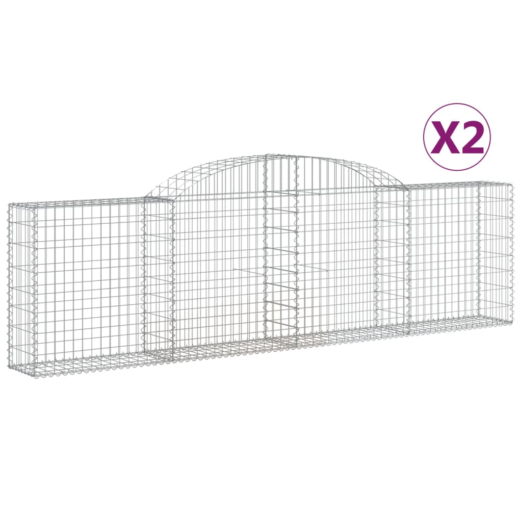 vidaXL Arched Gabion Baskets 2 pcs 118.1"x11.8"x31.5"/39.4" Galvanized Iron-3