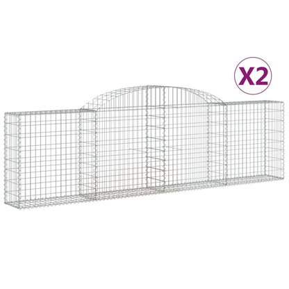 vidaXL Arched Gabion Baskets 2 pcs 118.1"x11.8"x31.5"/39.4" Galvanized Iron-3