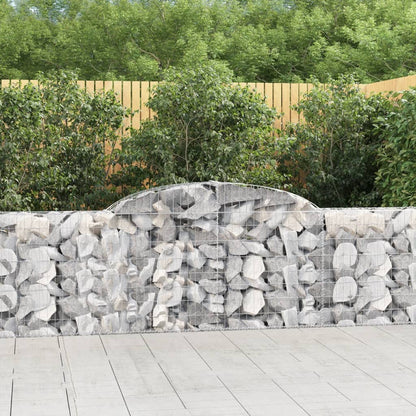 vidaXL Arched Gabion Baskets 3 pcs 118.1"x11.8"x31.5"/39.4" Galvanized Iron-0