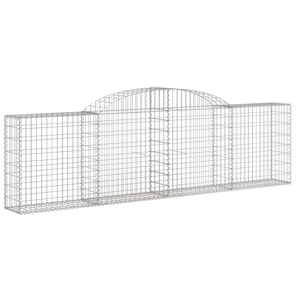 vidaXL Arched Gabion Baskets 4 pcs 118.1"x11.8"x31.5"/39.4" Galvanized Iron-0