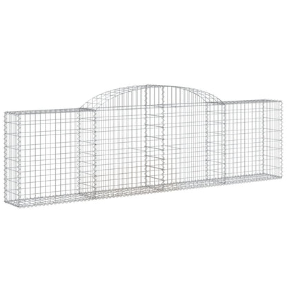 vidaXL Arched Gabion Baskets 4 pcs 118.1"x11.8"x31.5"/39.4" Galvanized Iron-0