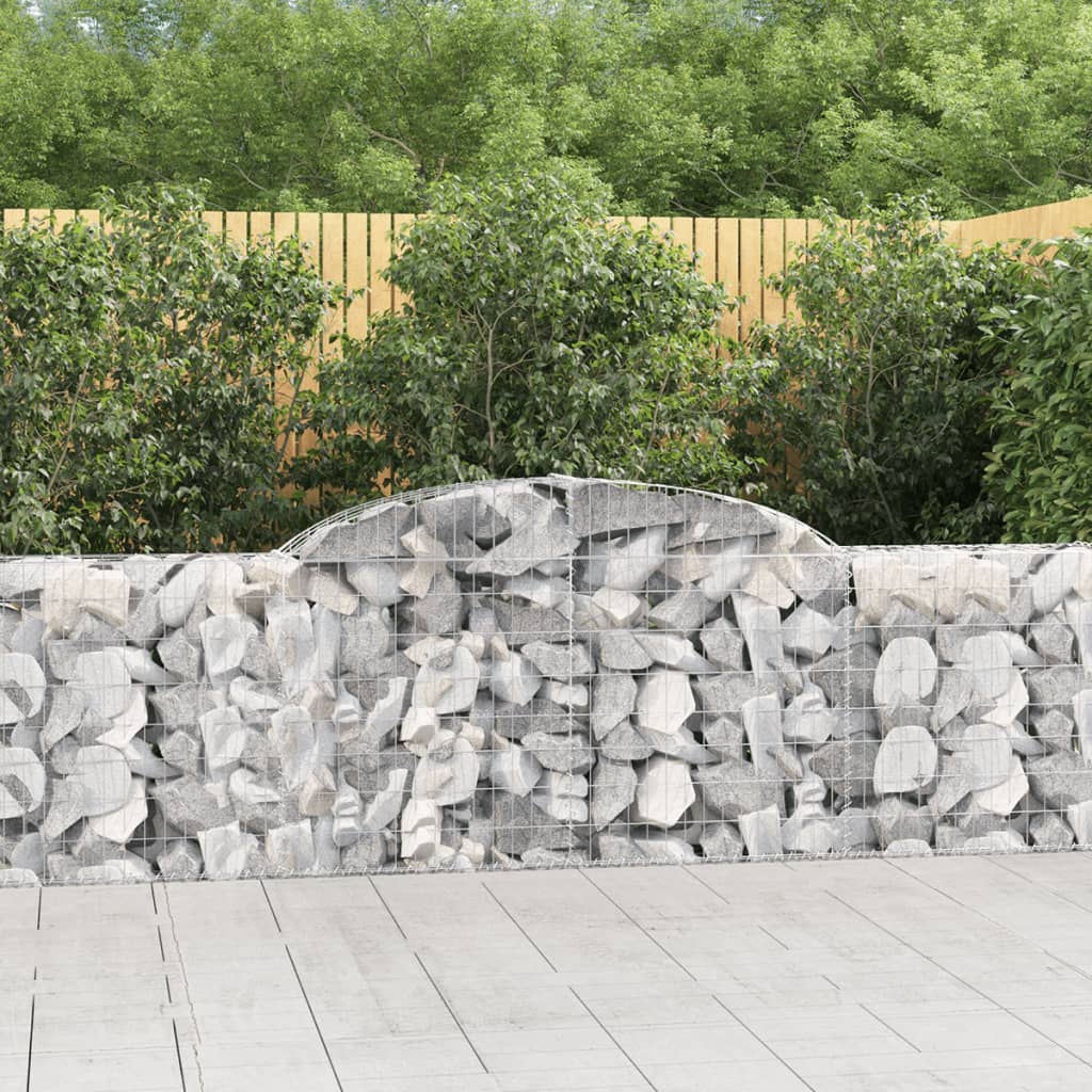 vidaXL Arched Gabion Baskets 4 pcs 118.1"x11.8"x31.5"/39.4" Galvanized Iron-2