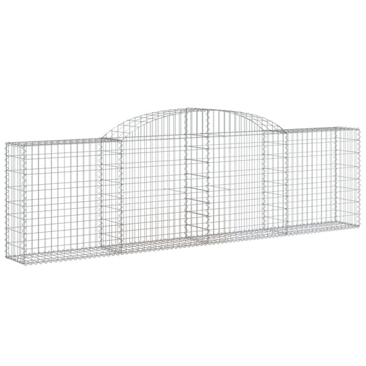 vidaXL Arched Gabion Baskets 7 pcs 118.1"x11.8"x31.5"/39.4" Galvanized Iron-0