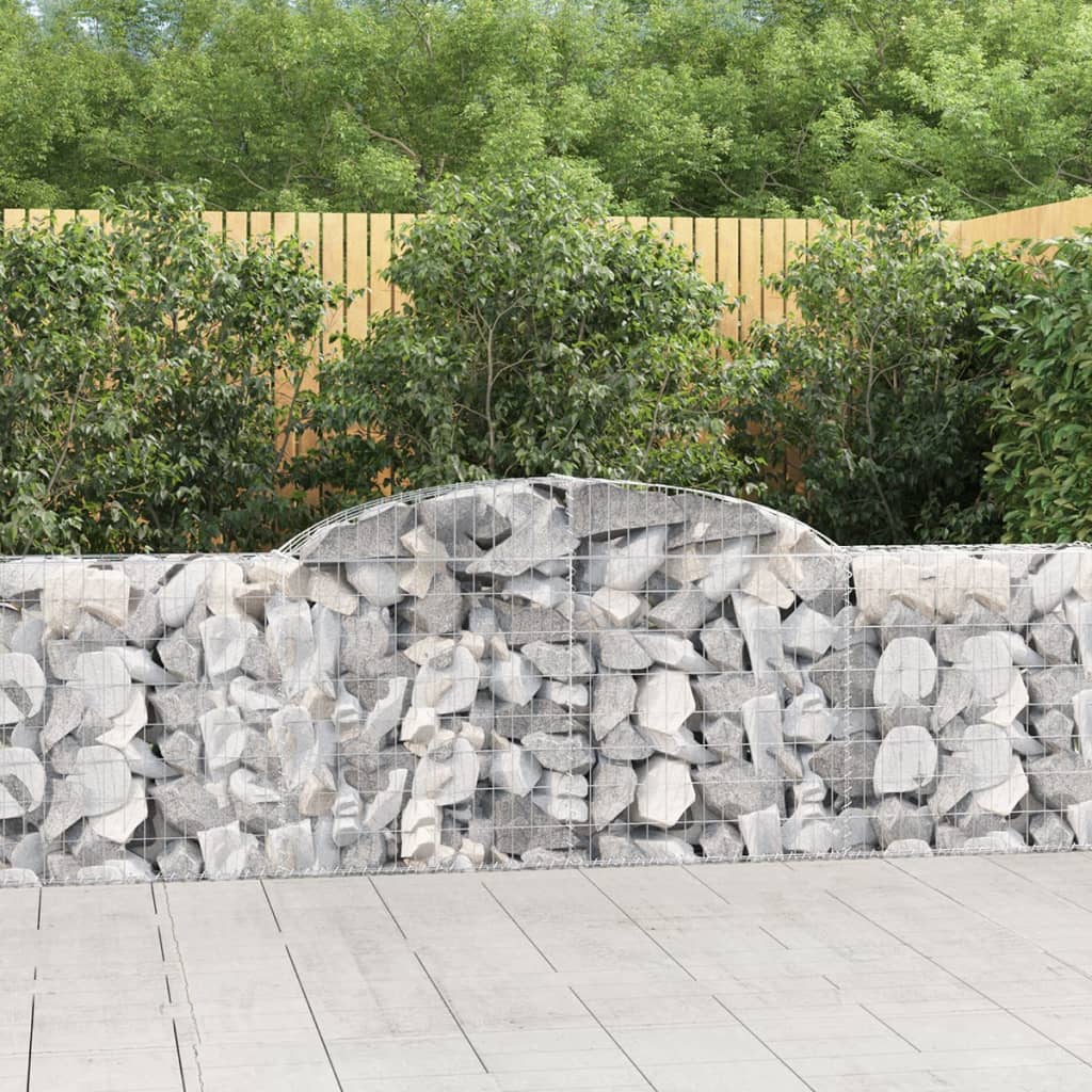 vidaXL Arched Gabion Baskets 7 pcs 118.1"x11.8"x31.5"/39.4" Galvanized Iron-2