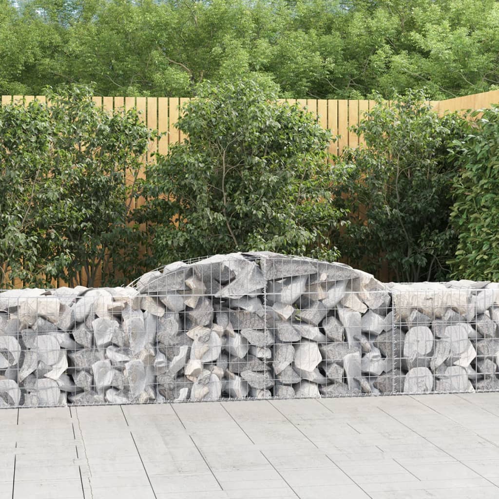 vidaXL Arched Gabion Baskets 5 pcs 118.1"x19.7"x23.6"/31.5" Galvanized Iron-2