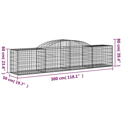 vidaXL Arched Gabion Baskets 6 pcs 118.1"x19.7"x23.6"/31.5" Galvanized Iron-3