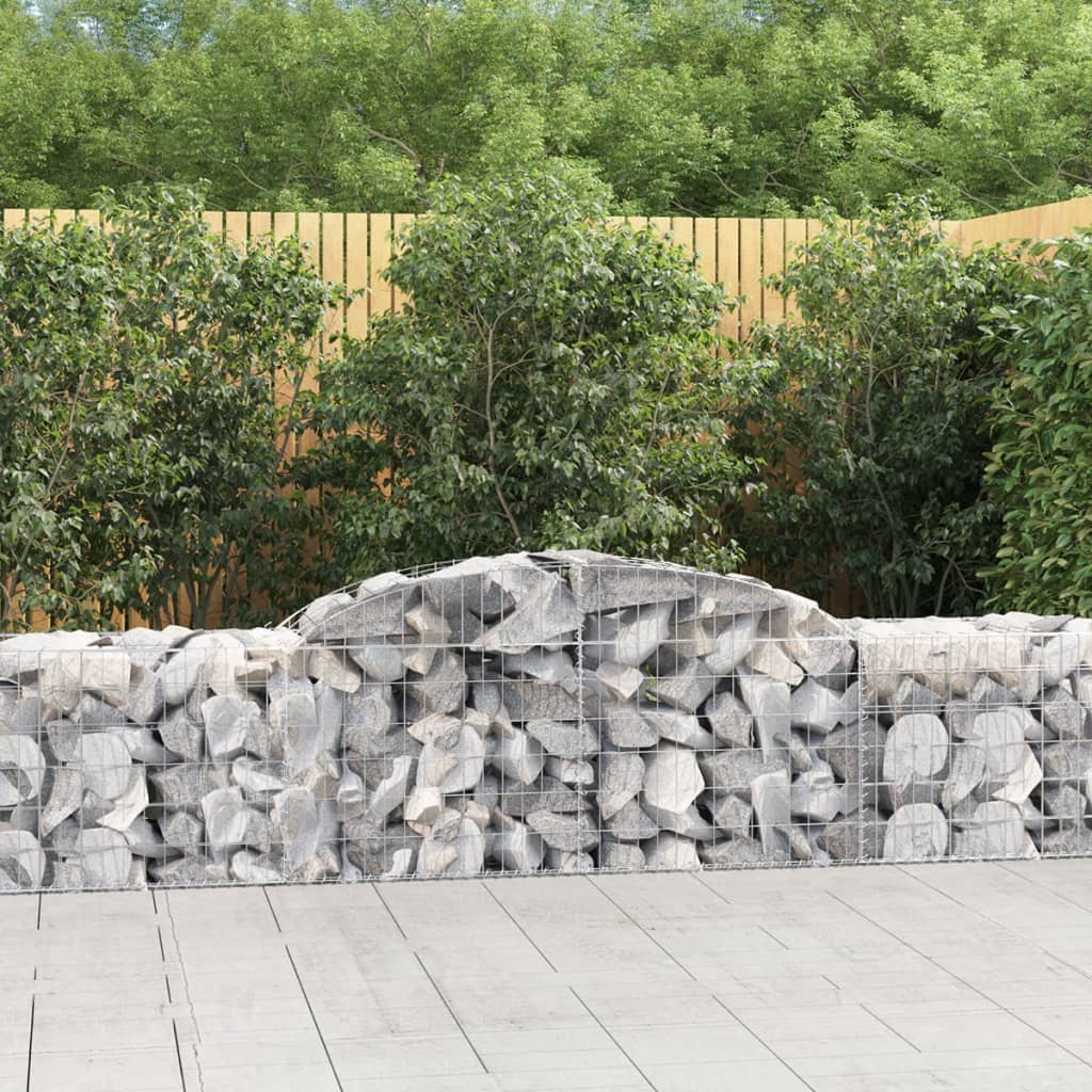 vidaXL Arched Gabion Baskets 8 pcs 118.1"x19.7"x23.6"/31.5" Galvanized Iron-2