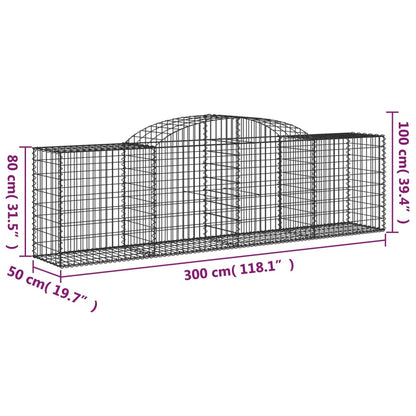 vidaXL Arched Gabion Baskets 3 pcs 118.1"x19.7"x31.5"/39.4" Galvanized Iron-3