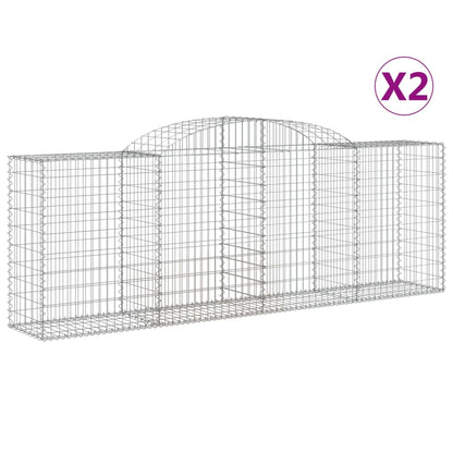 vidaXL Arched Gabion Baskets 2 pcs 118.1"x19.7"x39.4"/47.2" Galvanized Iron-3