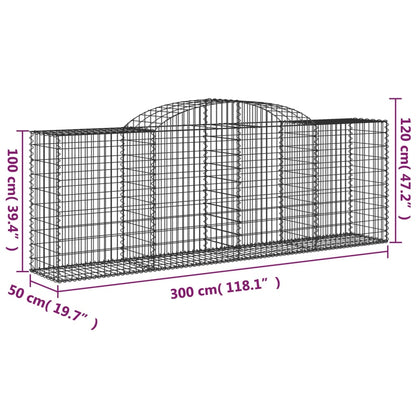 vidaXL Arched Gabion Baskets 2 pcs 118.1"x19.7"x39.4"/47.2" Galvanized Iron-4