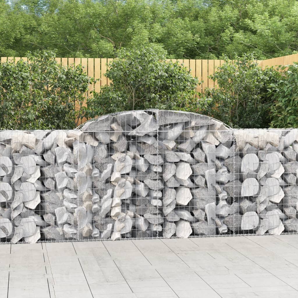 vidaXL Arched Gabion Baskets 2 pcs 118.1"x19.7"x39.4"/47.2" Galvanized Iron-0