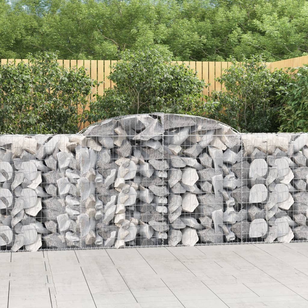 vidaXL Arched Gabion Baskets 5 pcs 118.1"x19.7"x39.4"/47.2" Galvanized Iron-2