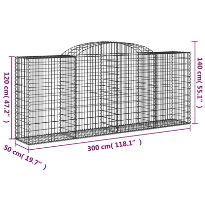 vidaXL Arched Gabion Baskets 3 pcs 118.1"x19.7"x47.2"/55.1" Galvanized Iron-3