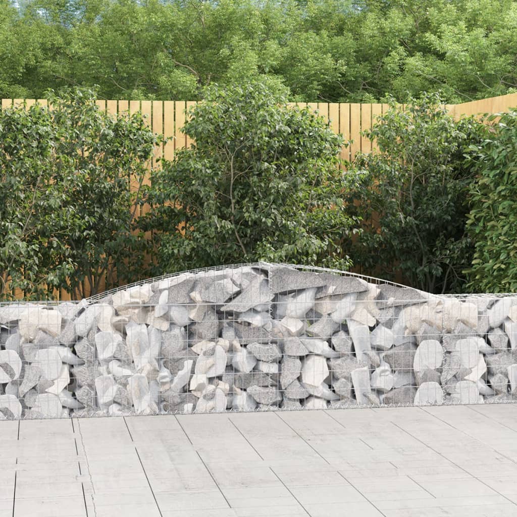 vidaXL Arched Gabion Baskets 2 pcs 157.5"x11.8"x23.6"/31.5" Galvanized Iron-0
