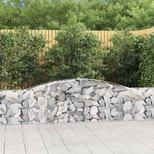 vidaXL Arched Gabion Baskets 2 pcs 157.5"x11.8"x23.6"/31.5" Galvanized Iron-0