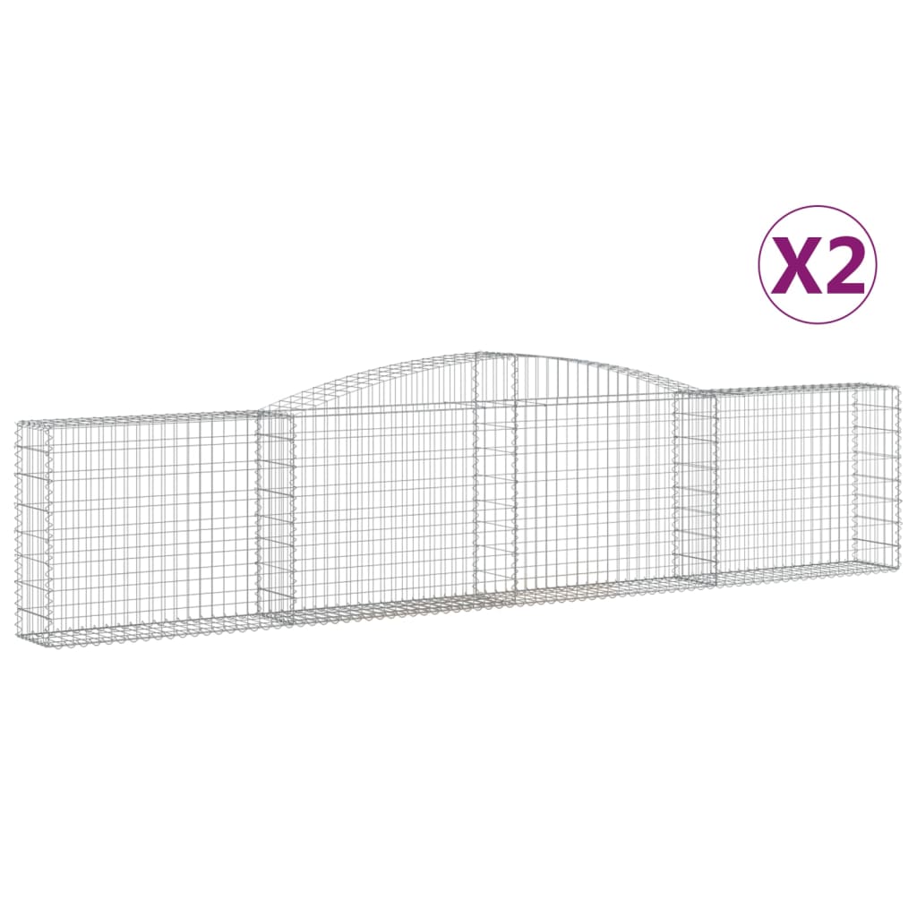 vidaXL Arched Gabion Baskets 2 pcs 157.5"x11.8"x31.5"/39.4" Galvanized Iron-3
